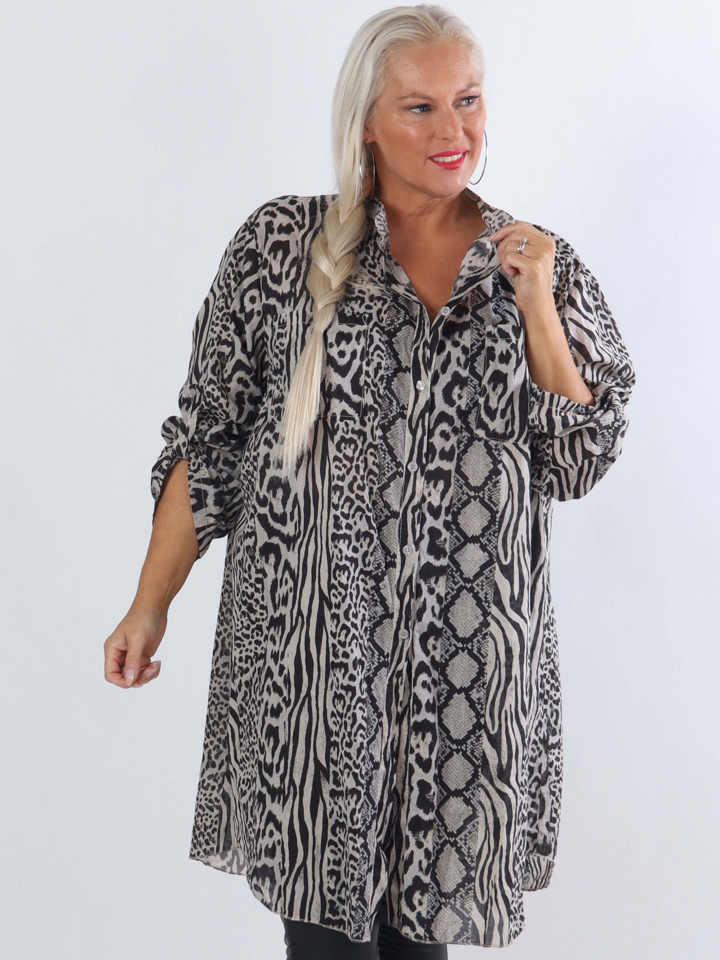 Berna Animal - Plus size skjorte i blandet dyreprint